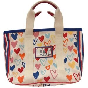 Brighton LOVE Canvas Tote Bag Multicolor Hearts Small Handbag